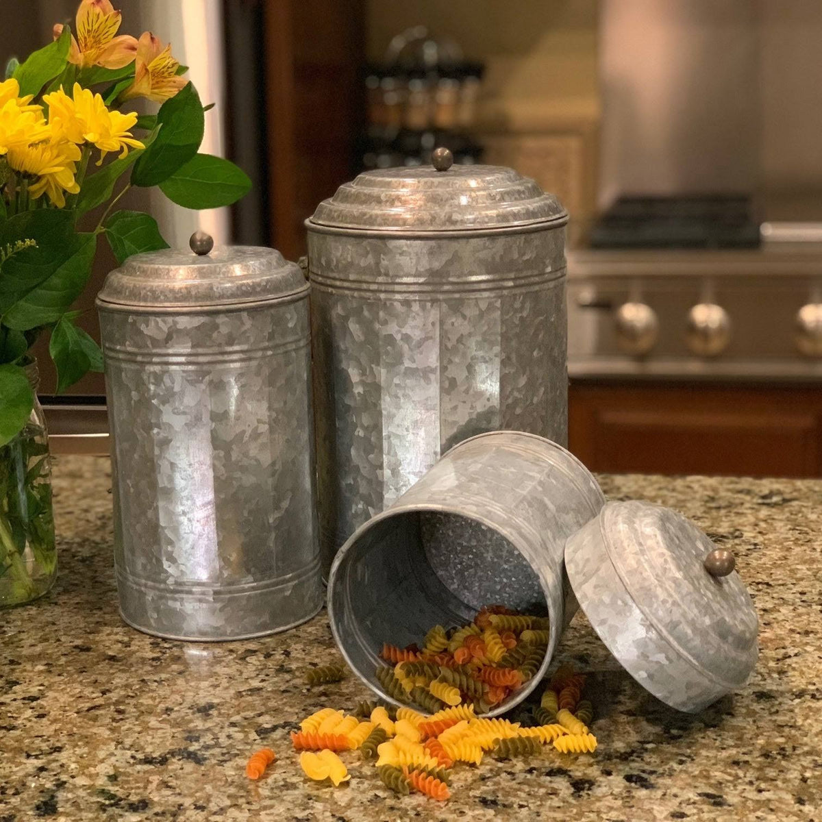 Galvanized 3-Piece Canister Set Y15609