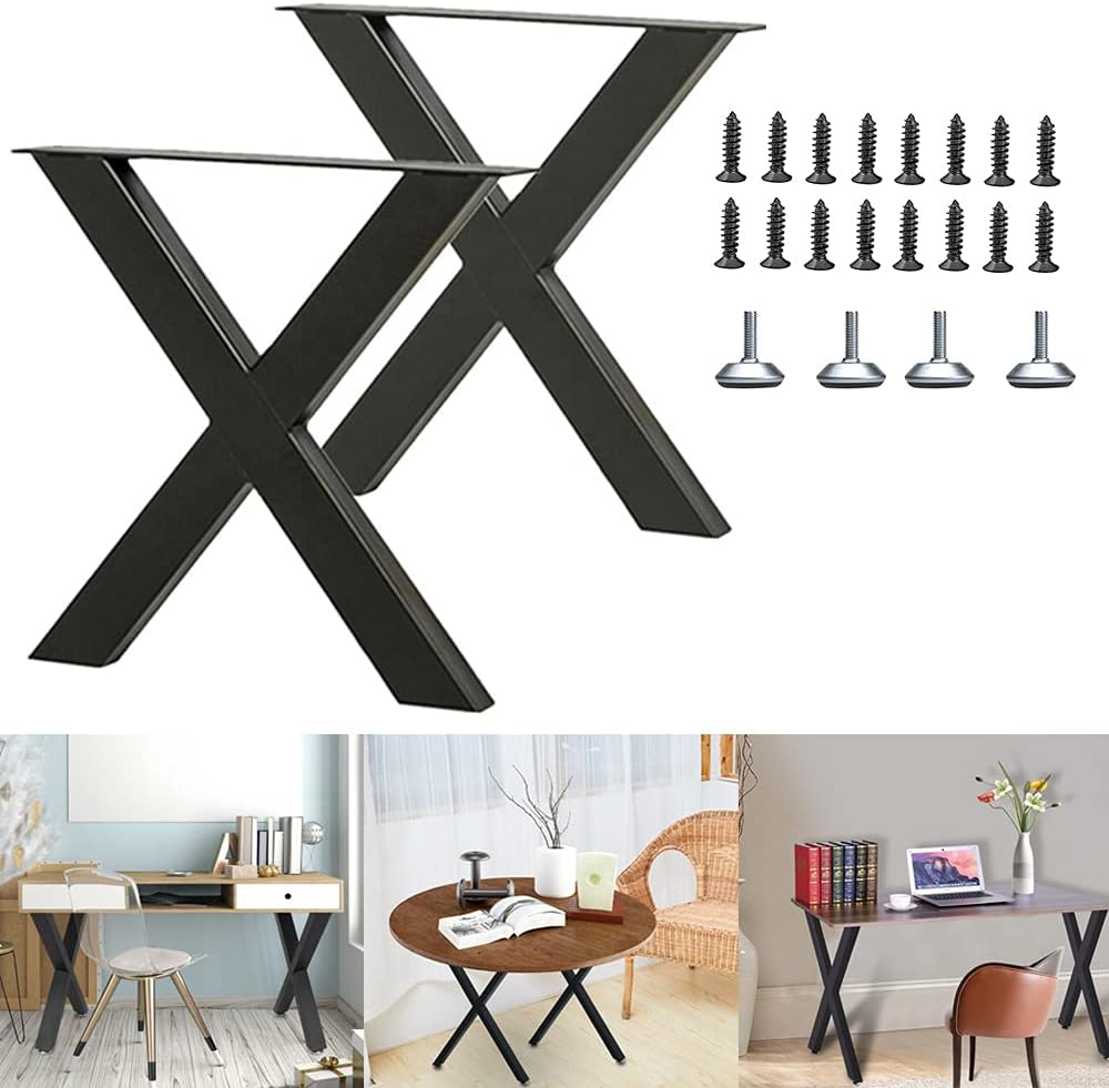 Metal Table Legs, 2 Pcs Heavy Duty Square Tube Desk Legs, 28” Height 20” Wide C189