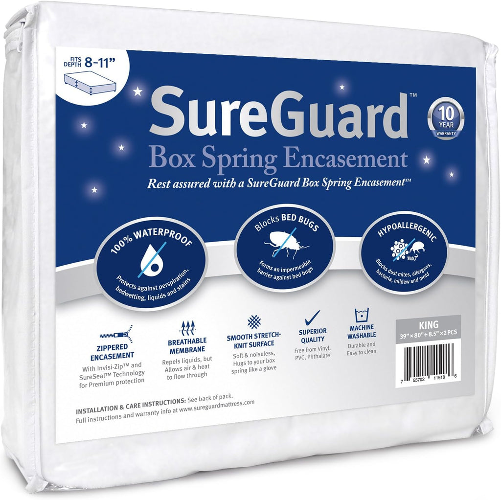 Queen Size Waterproof Zippered Six-Sided Box Spring Encasement F3402