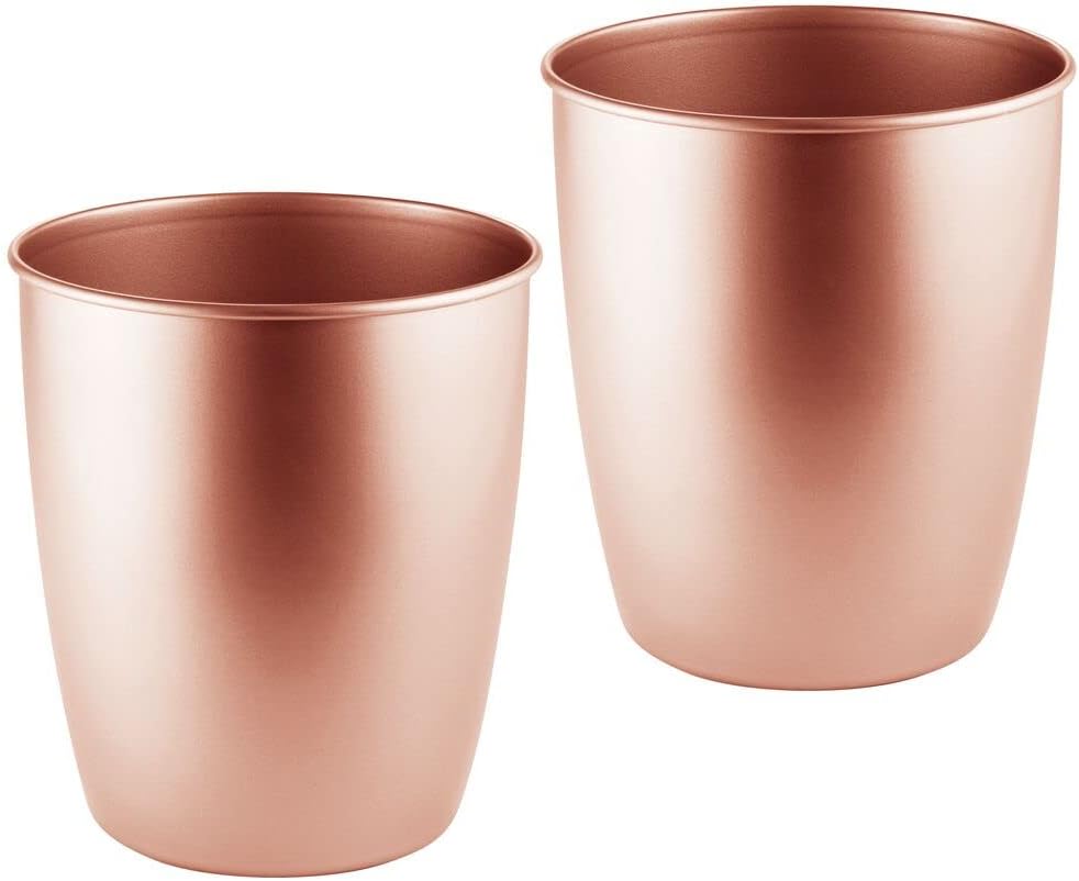 Round Metal Small Trash Can 2 Pack Bronze I335259
