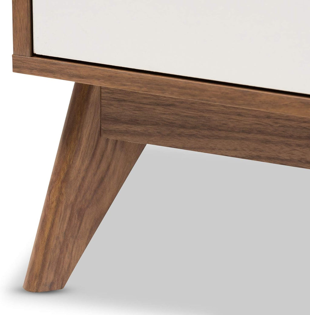 White and Walnut 3-Drawer Wood Nightstand E3793