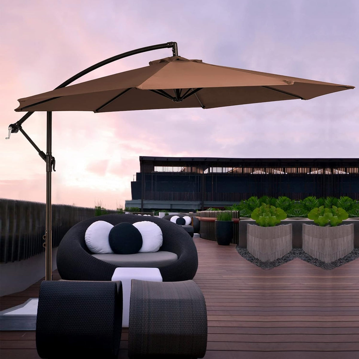 10ft Offset Cantilever Patio Umbrella with Cross Base Z268860