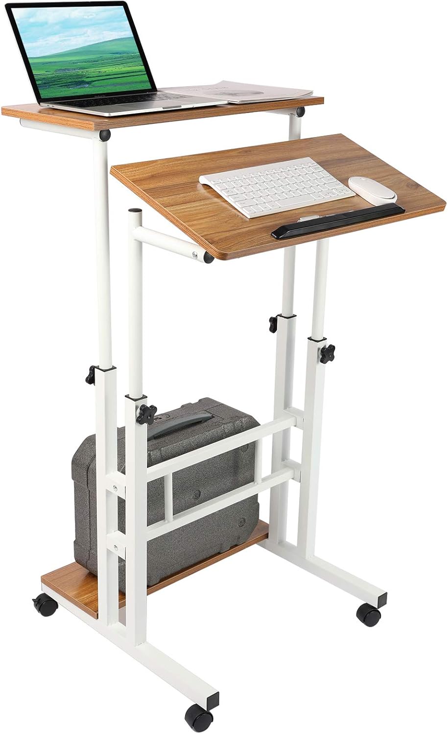 Black Portable Standing Desk with Wheels C479