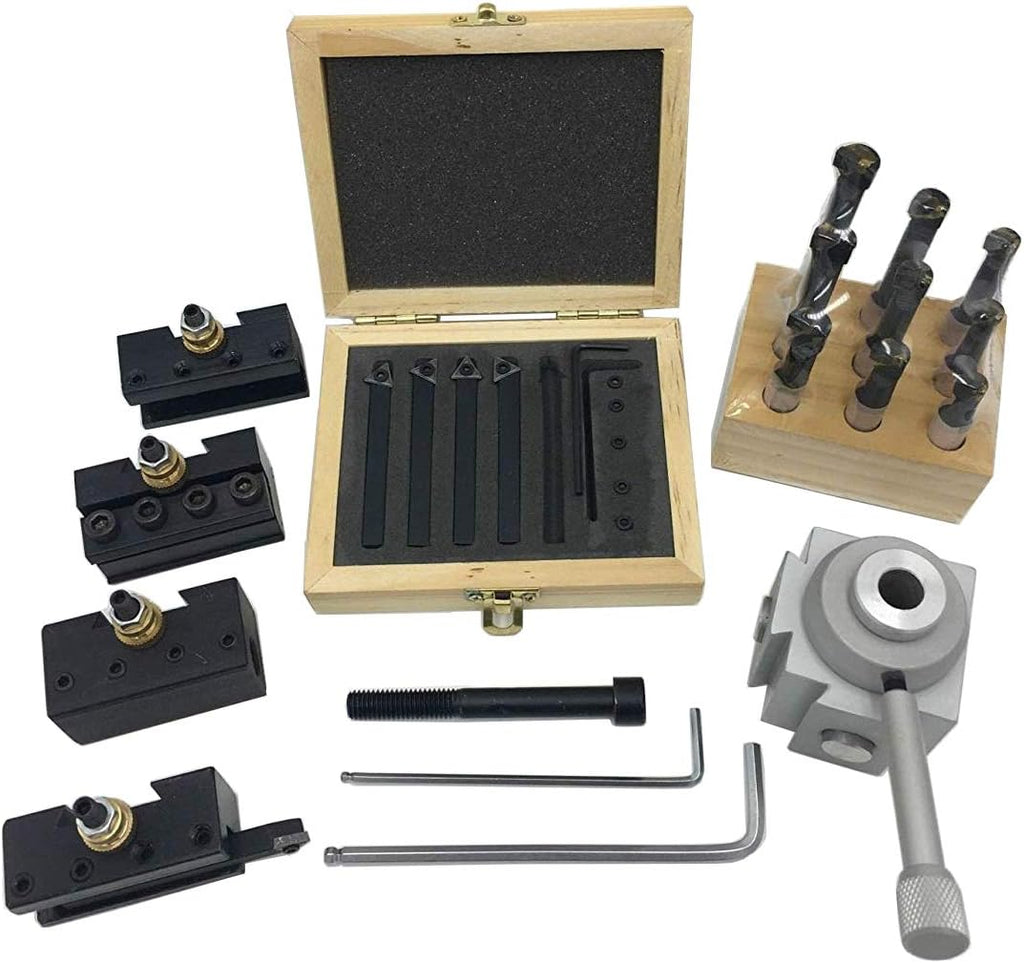 Quick Change Tool Post Holder Set with Boring Bar and Carbide Inserts B68229