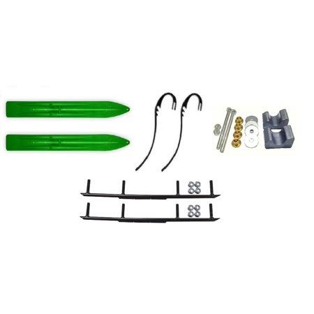 Green 6 inch Snowmobile Skis with Round Bars N448