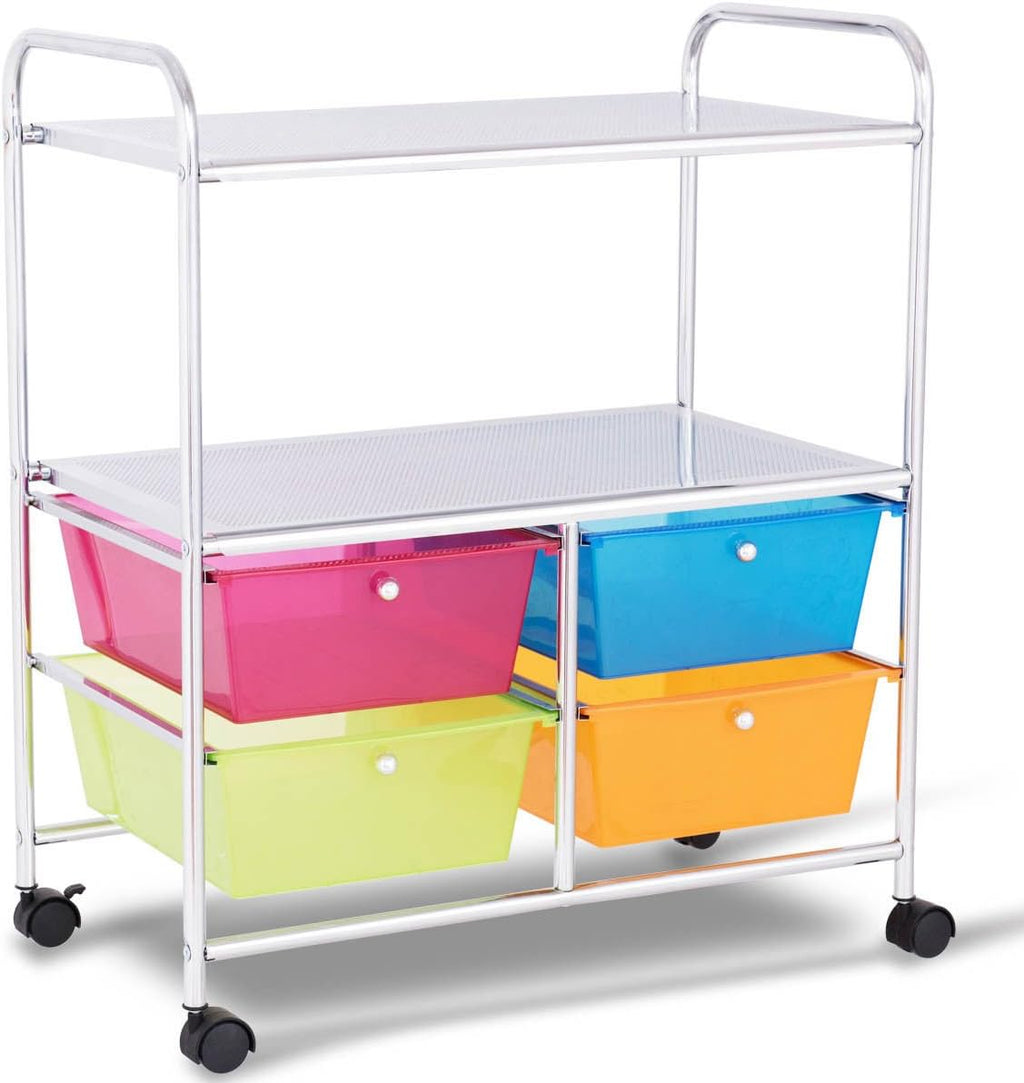 Rolling Storage Cart with 4 Drawers 2 Shelves Z772946