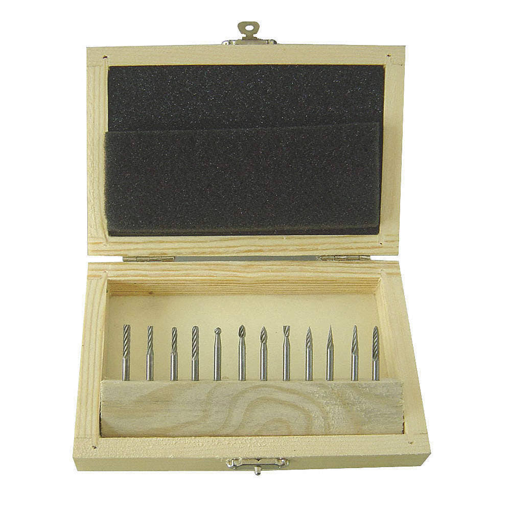 Carbide Bur Set Single Cut 1/8 in 12 Pcs E7247