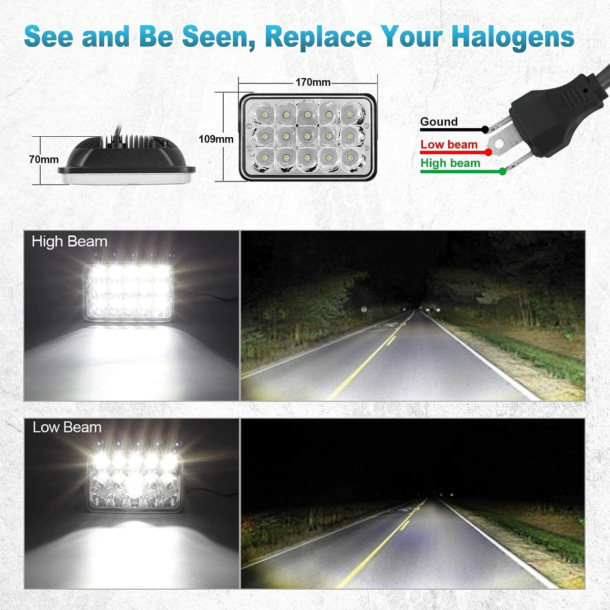4x6 LED Sealed Beam Headlight Conversion Kit U38963