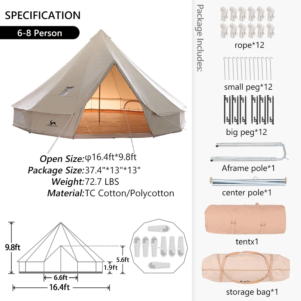 Canvas Bell Tent with Stove Jack 10ft K62441