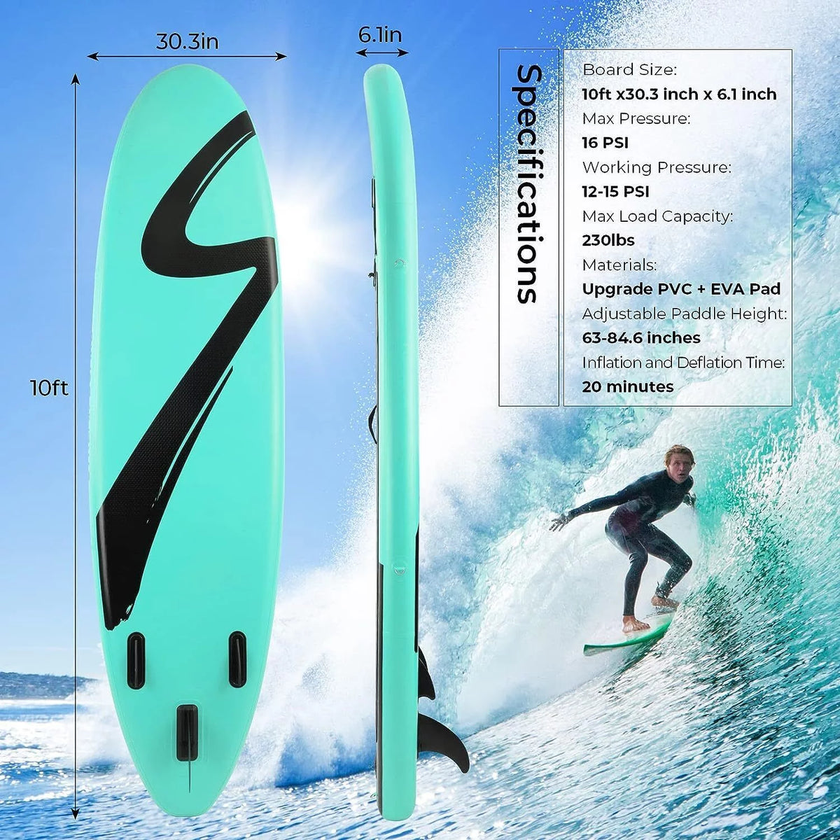 Inflatable Stand Up Paddle Board with Non-Slip Deck I6028