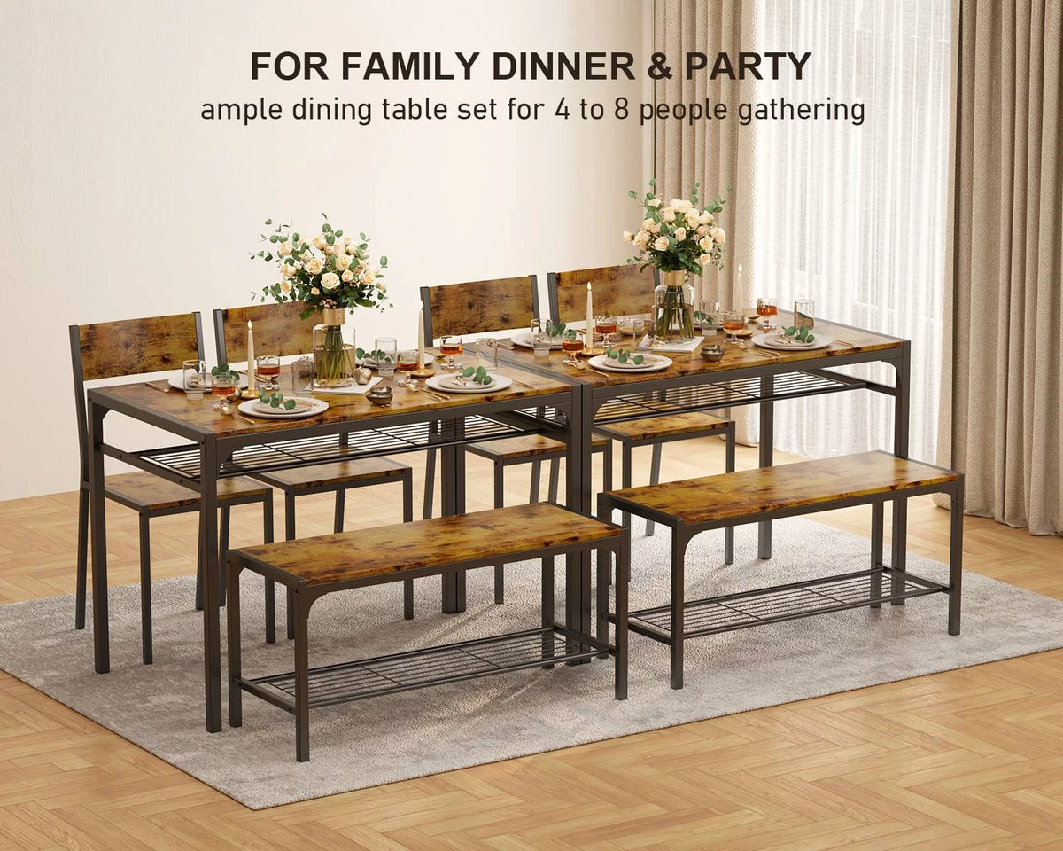 4 Piece Dining Table with 2 Chairs and Bench M6944