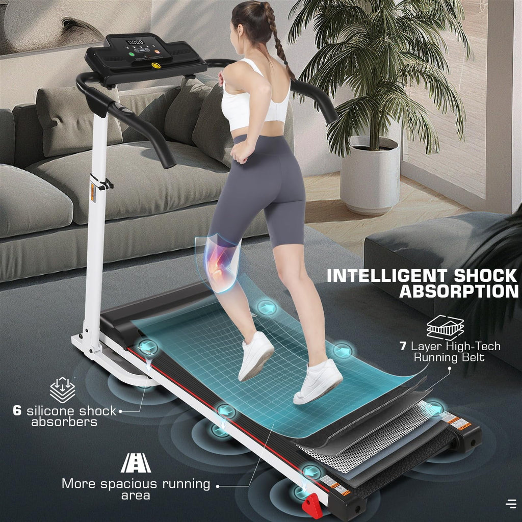 Folding Treadmill with Removable Desk, Adjustable Height, 300lb Weight Capacity, White D692557