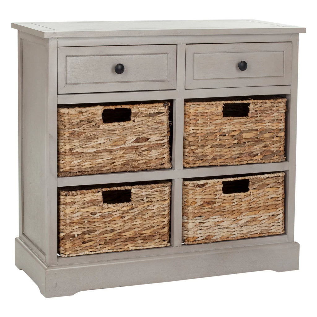 2-Drawer Storage Unit with 4 Wicker Baskets F4500