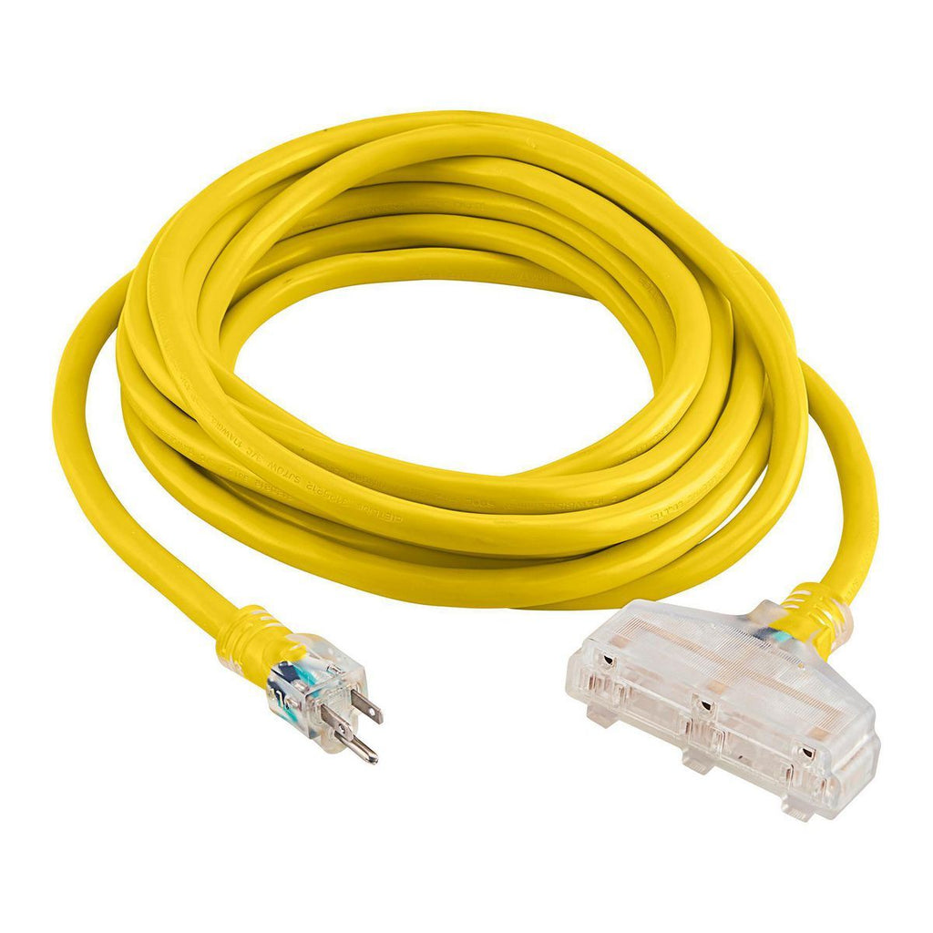 Yellow 25 ft. 10/3 Gauge Triple-Tap Extension Cord I2576