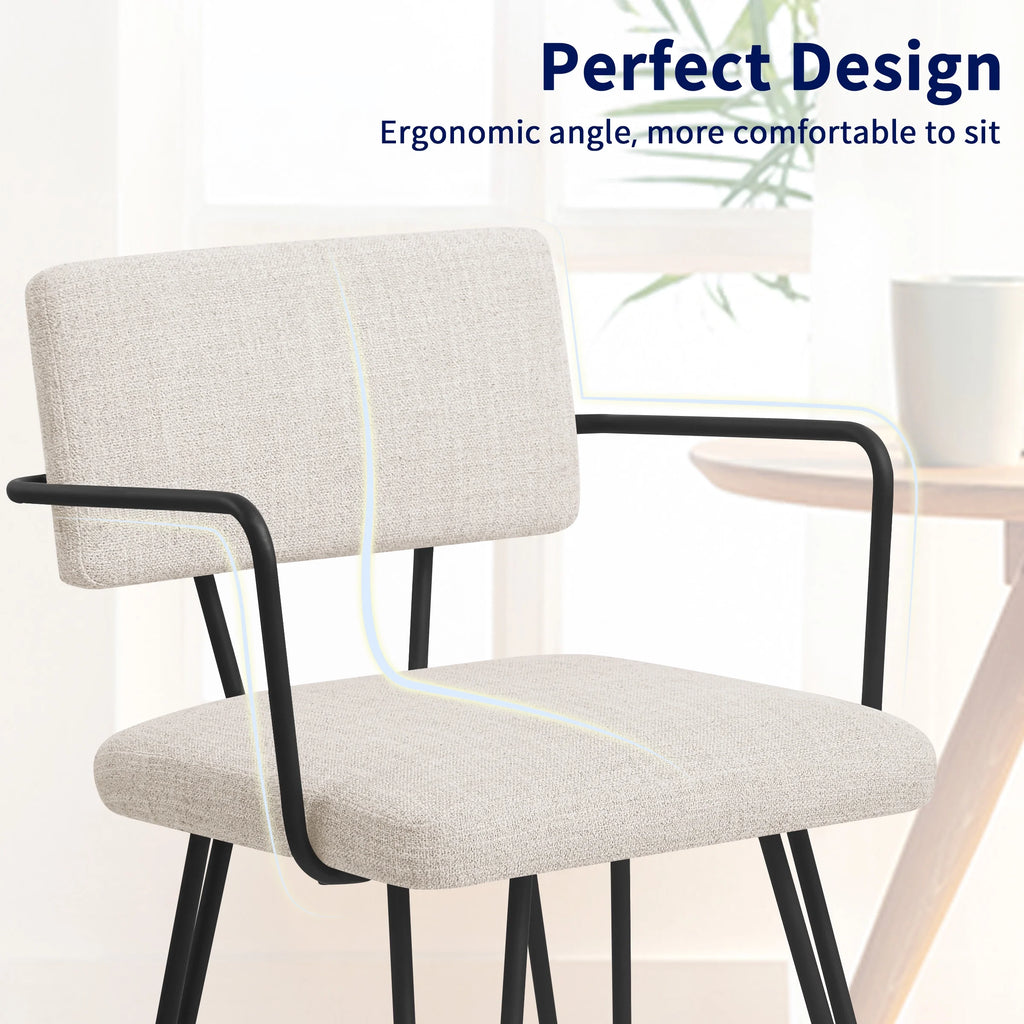Off-White Set of 6 Dining Chairs with Metal Arms A279