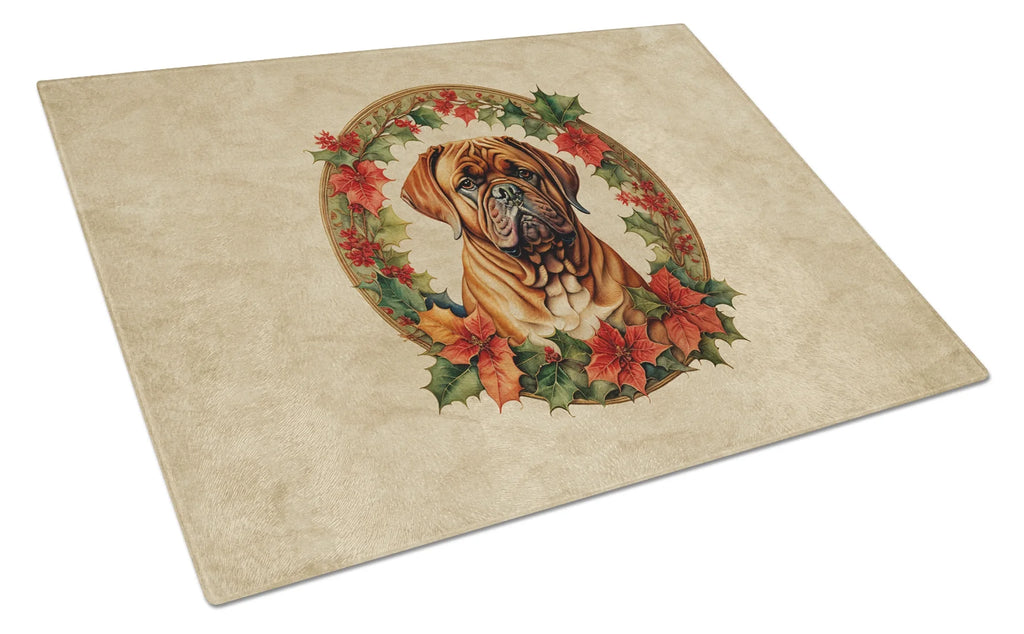 Christmas Flowers Glass Cutting Board 12 in x 15 in Z43285
