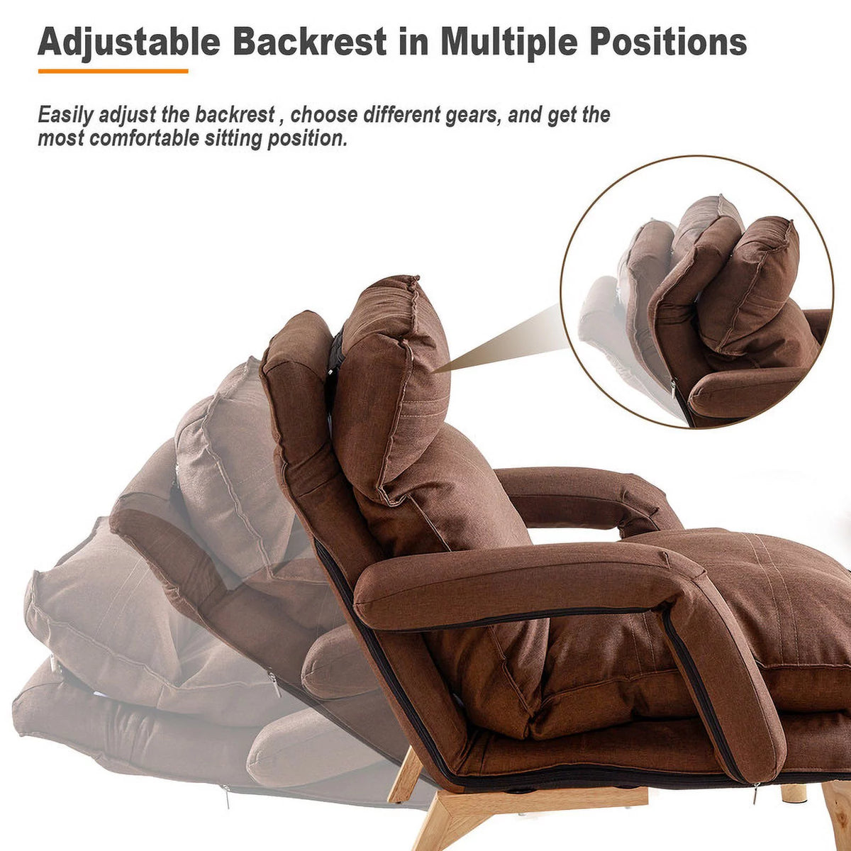 Brown Linen Accent Chair with Ottoman E230497
