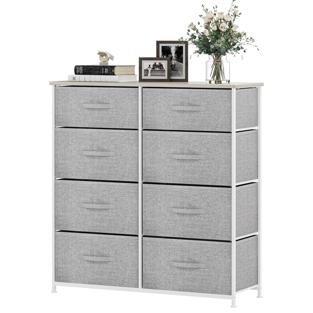 Light Grey 8 Drawer Fabric Dresser W38583
