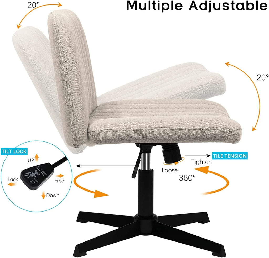 Armless Fabric Padded Swivel Office Chair Q520892