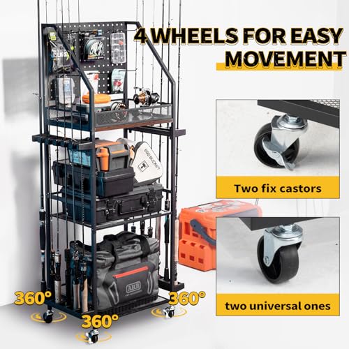 Fishing Rod Holders with Pegboard and Wheels M8050