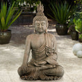 Large Sitting Buddha Statue Sculpture Stone Gray Finish 42" Tall I236