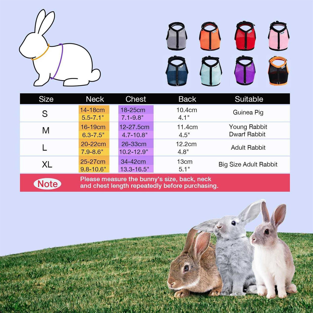 Adjustable Soft Harness with Elastic Leash for Rabbits K45824