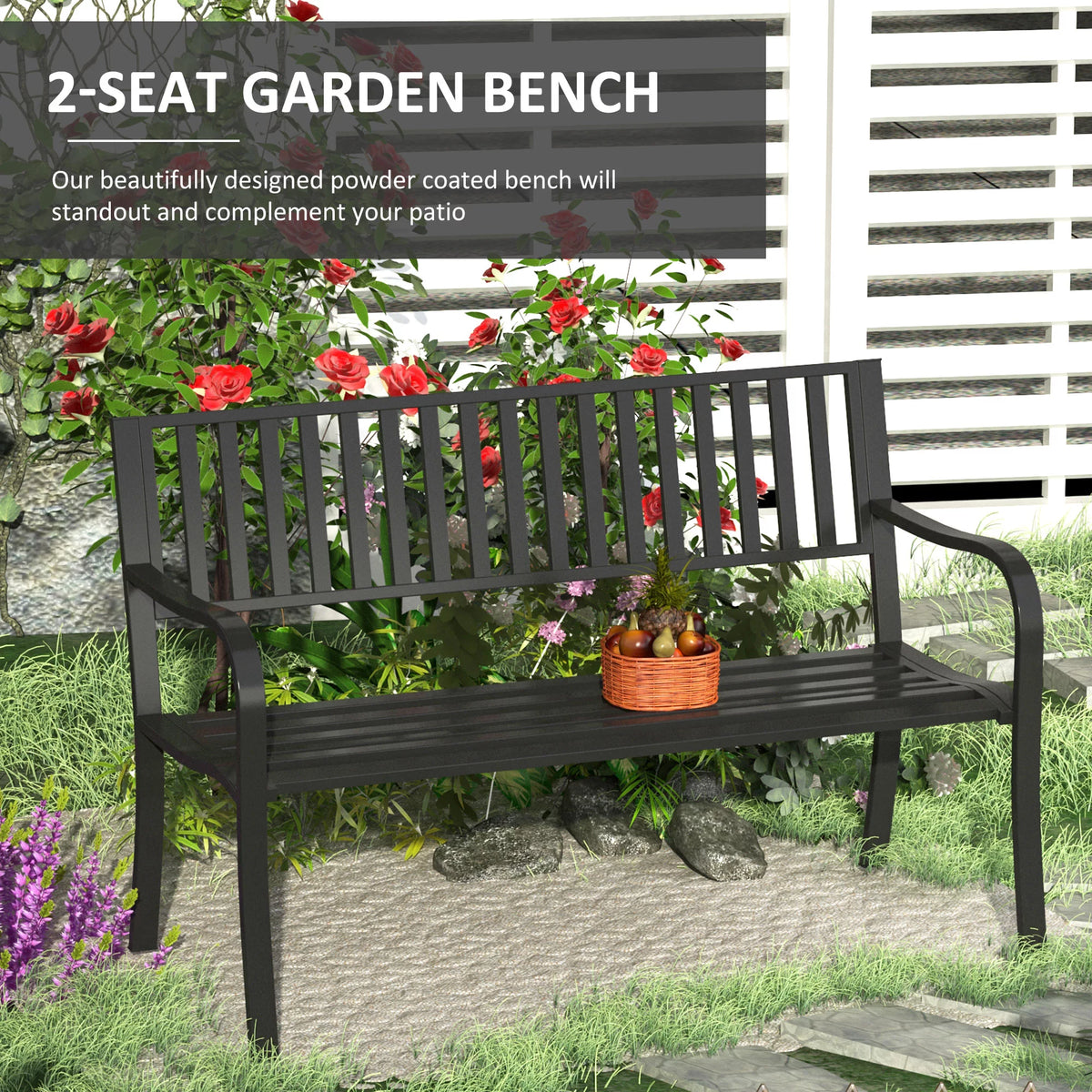2 Seat Steel Patio Garden Bench T66423