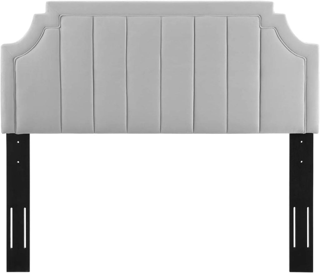 Light Gray Channel Tufted Performance Velvet Headboard G34262
