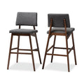 Dark Gray Fabric Upholstered Wood Bar Stool Set of 2 B938