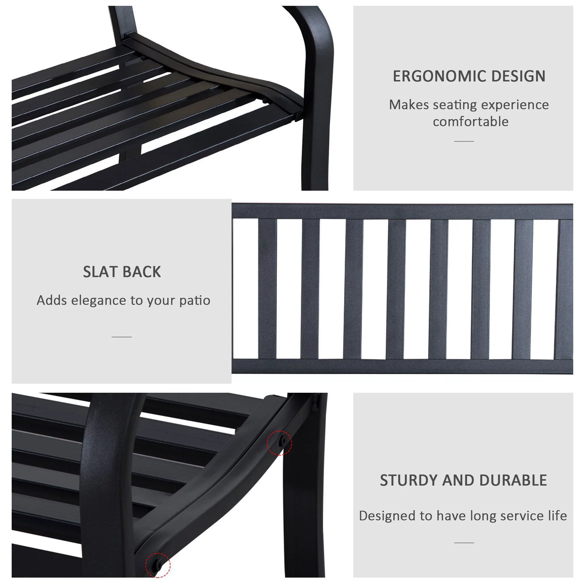 2 Seat Steel Patio Garden Bench T66423