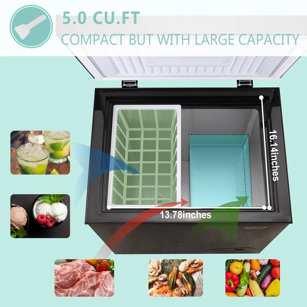 3.5 Cu.Ft Black Chest Freezer with Removable Basket Y95258