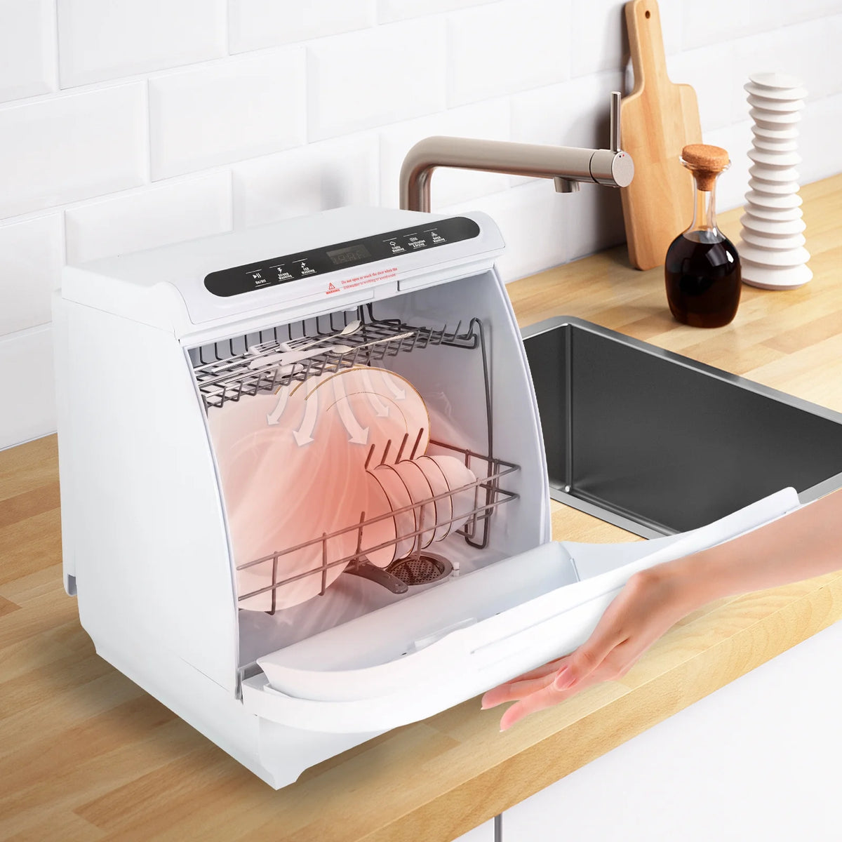 900W White Compact Countertop Dishwasher G5889