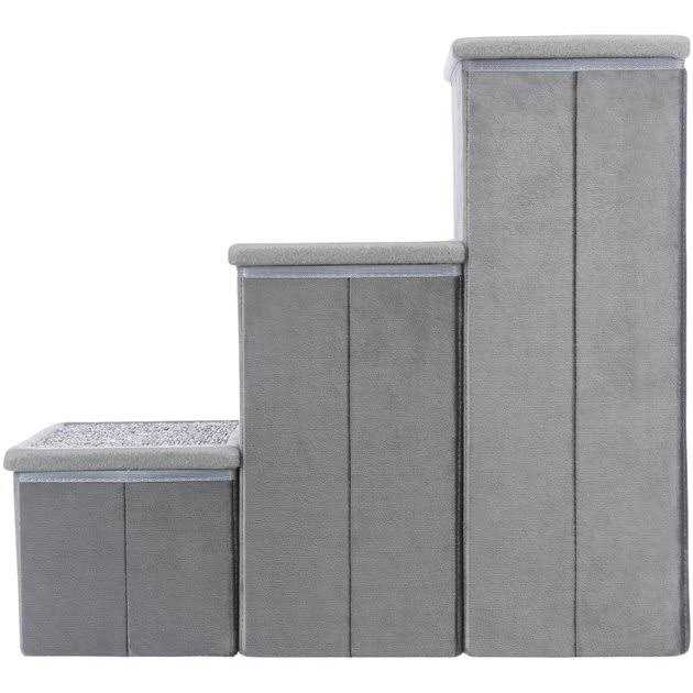 Foldable 3-Step Pet Stairs with Storage H55275
