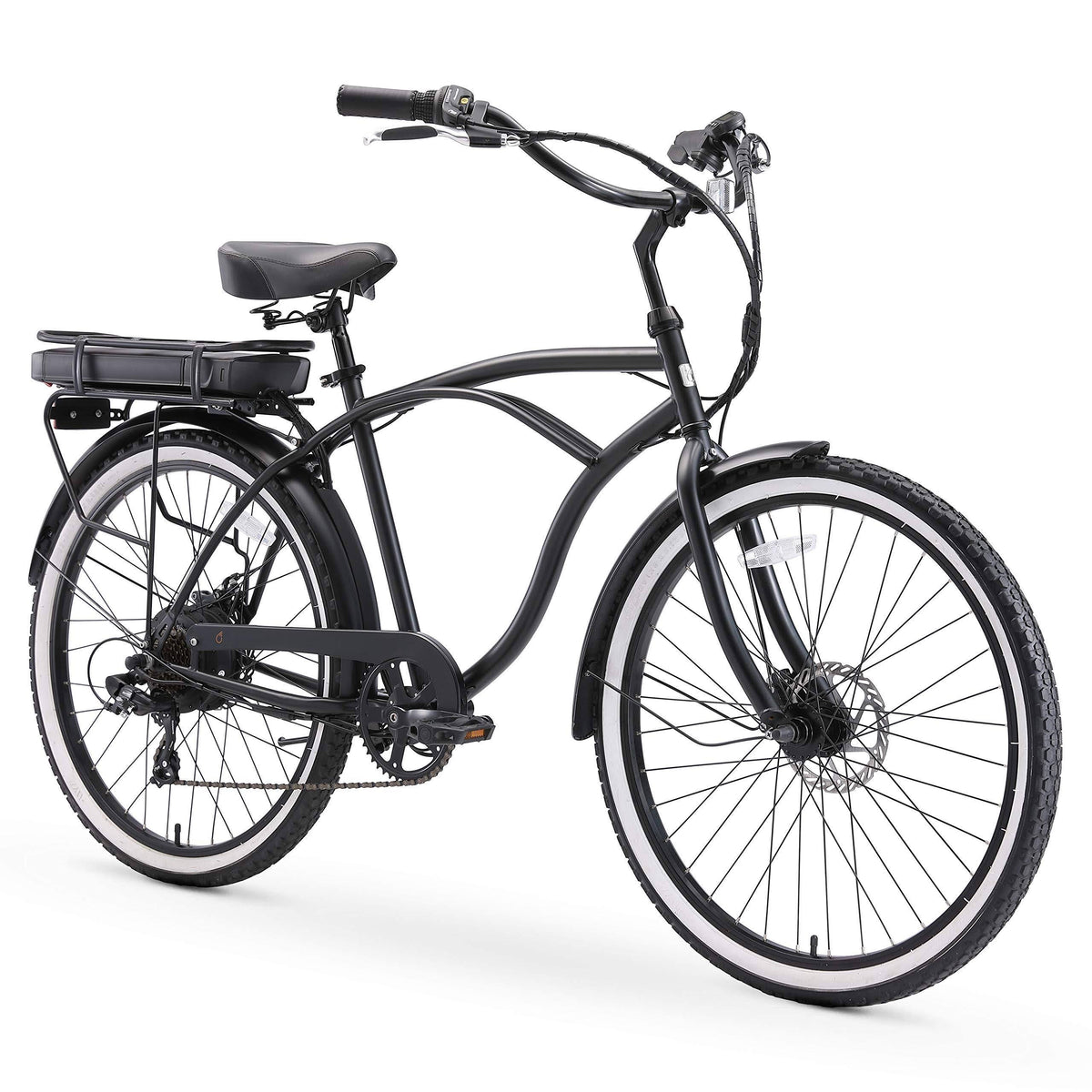 26" 500W 7 Speed Electric Beach Cruiser Bicycle J74478