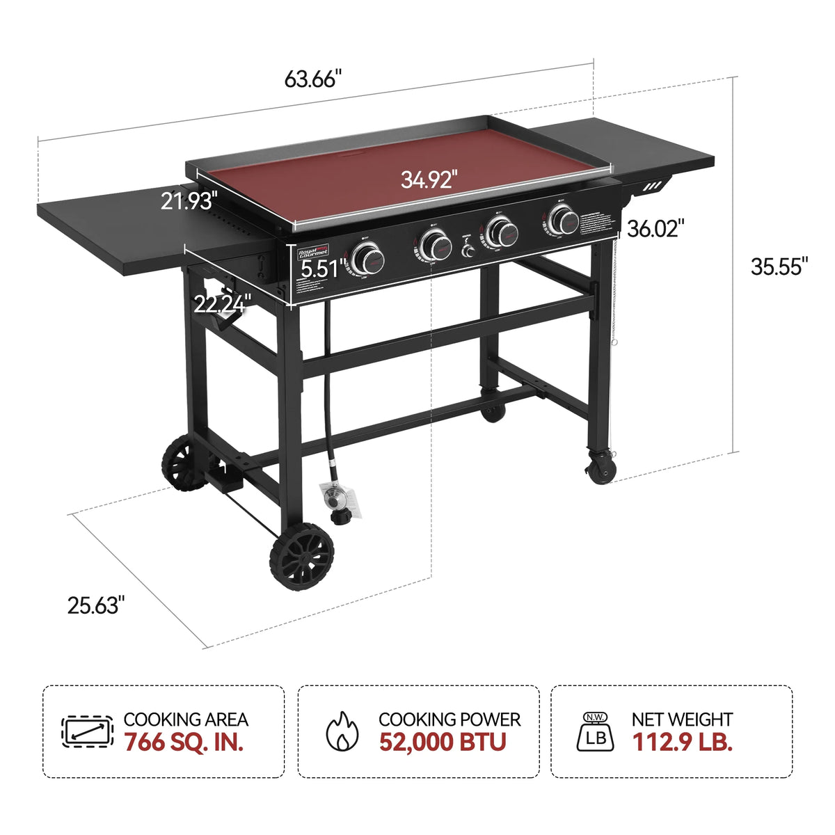 4-Burner Propane Gas Grill Griddle with Cover W430401