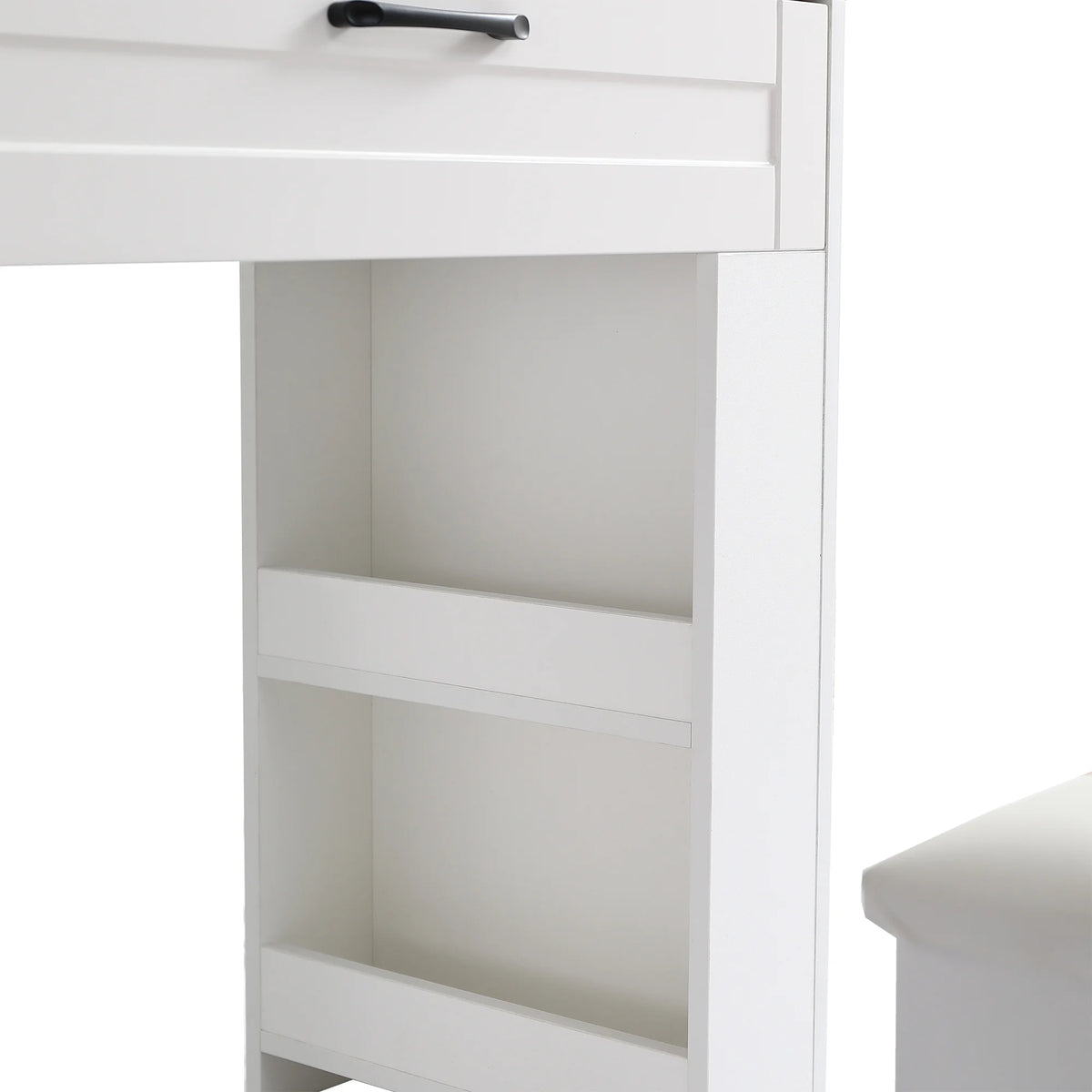 White Vanity Table with Lighted Mirror and Stool F640