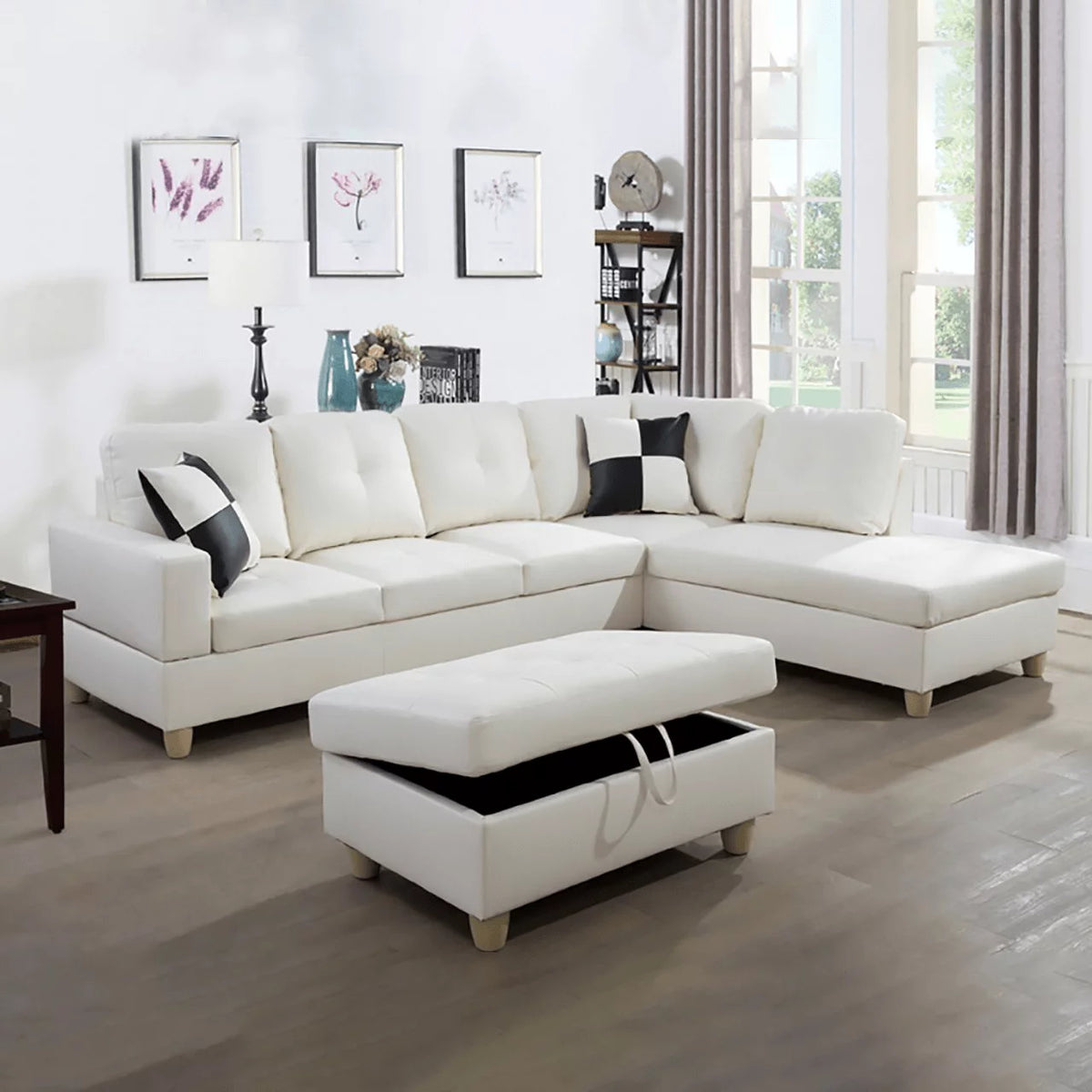 Black L Shaped Convertible Sectional Sofa D8649
