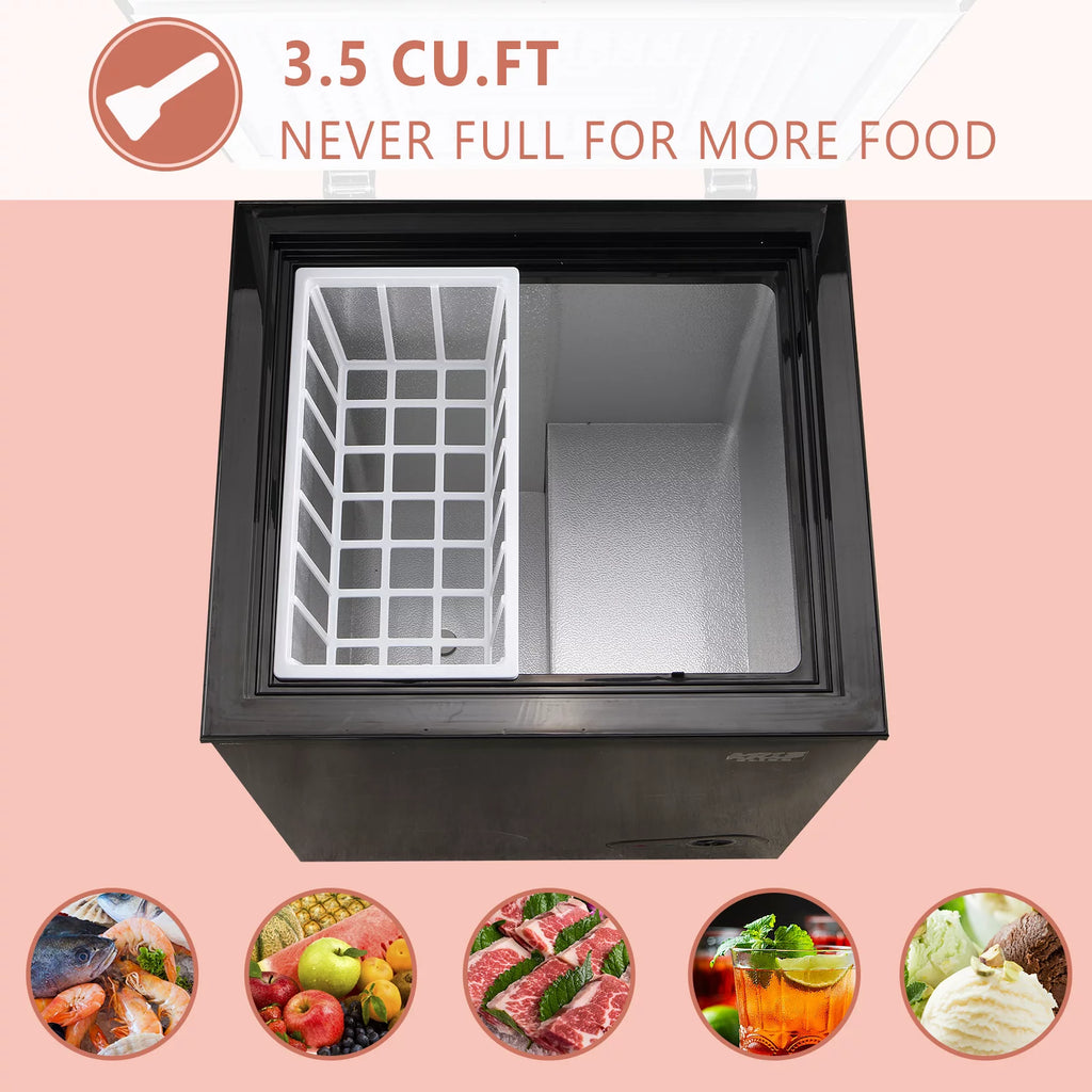 3.5 Cu.Ft Black Chest Freezer with Removable Basket Y95258