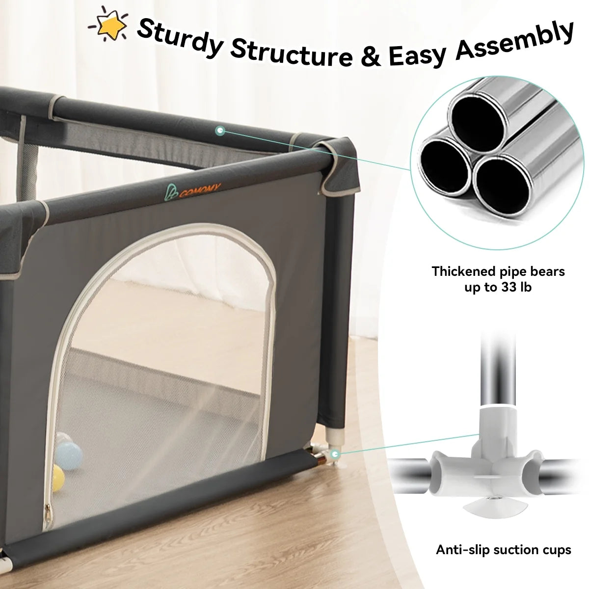 63x63'' Gray Baby Playpen A613536