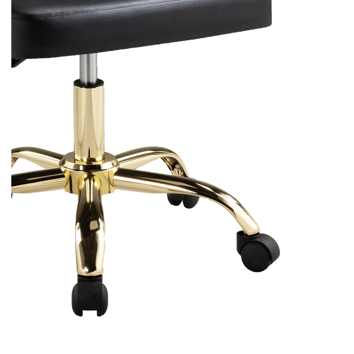 22 Inch Adjustable Swivel Office Chair Black Faux Leather Gold Metal B24839