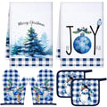 6 Pcs Christmas Kitchen Towel Oven Mitts and Pot Holders Set E8908