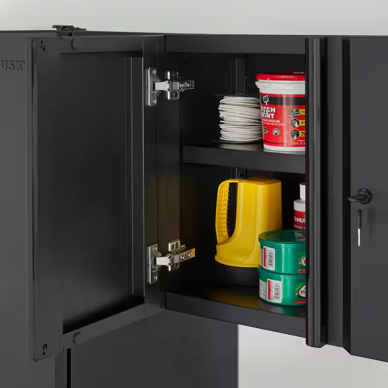 Black 24-Gauge Steel Wall Mounted Garage Cabinet H687351