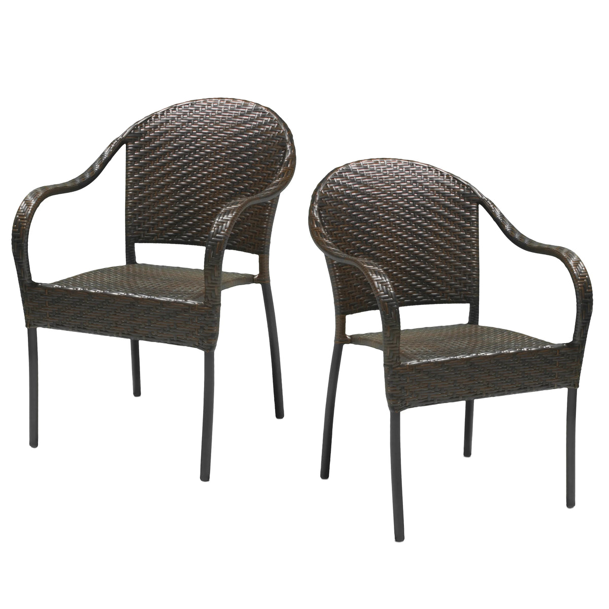 Multibrown Wicker Stacking Dining Chairs Set of 2 U95311
