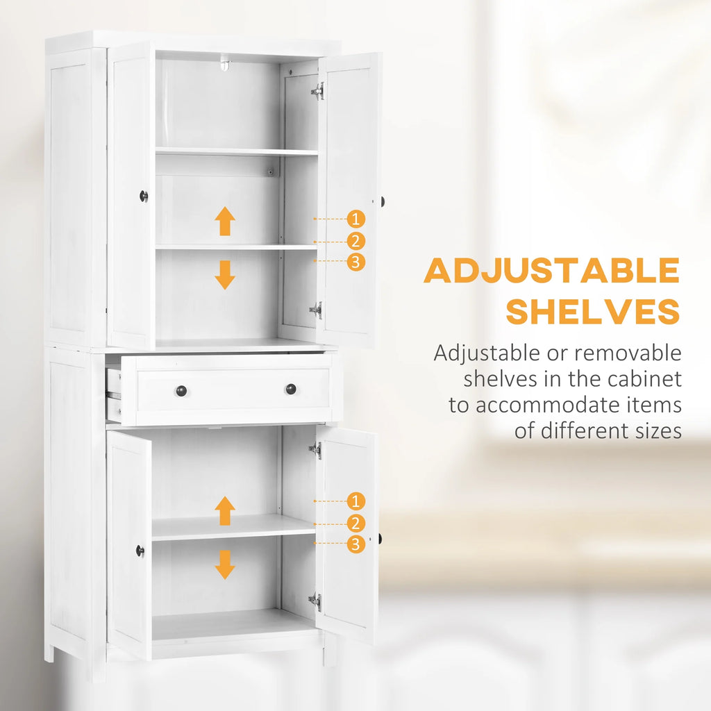 White Pinewood Kitchen Pantry Storage Cabinet Y7558