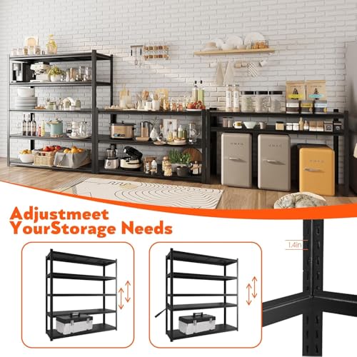 72" H 5 Tier Metal Shelving 2000LBS Black G305