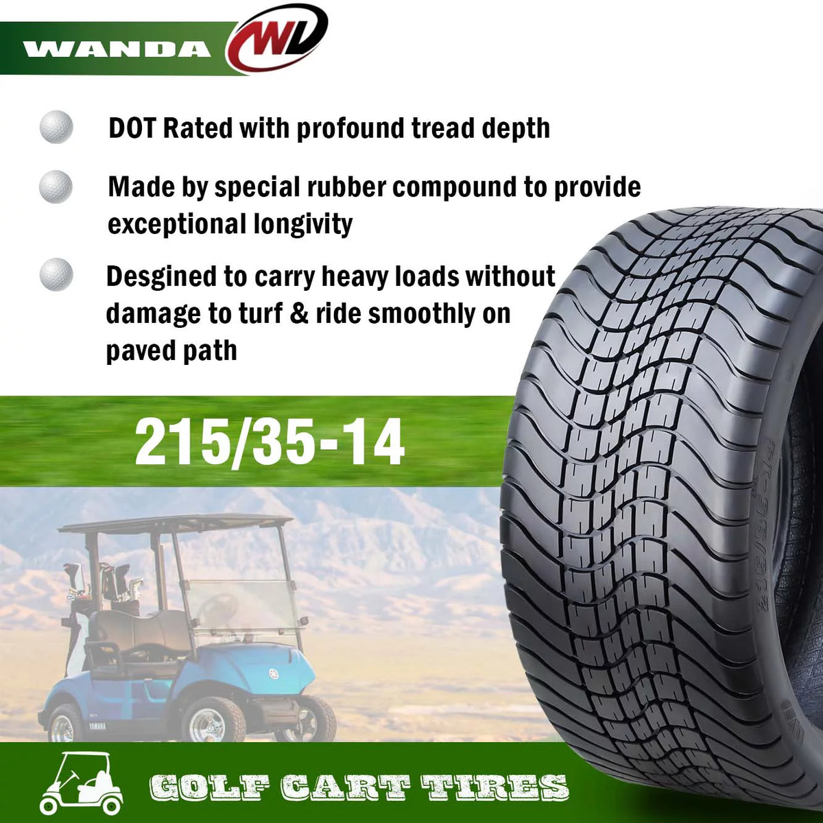 215/35-14 4 Ply Golf Cart ATV Tires U392017