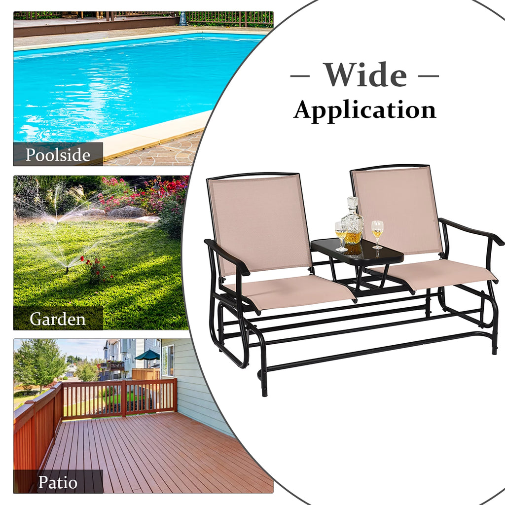 Brown 2 Person Outdoor Patio Glider Loveseat A58238