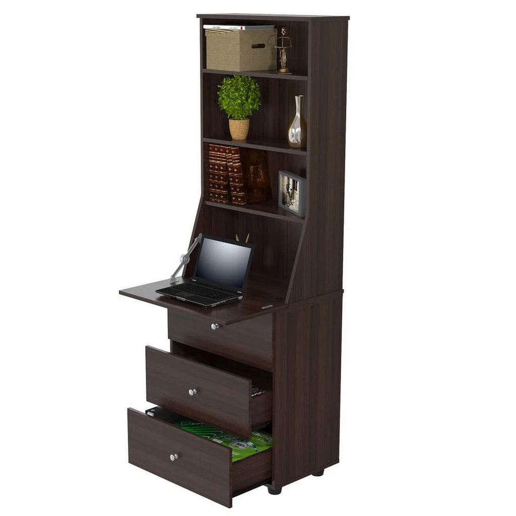 Espresso Reversible Computer Desk & Bookcase Set O225998