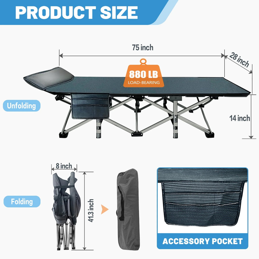 Folding Camping Cot with Mattress and Carry Bag K51563