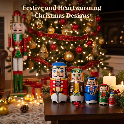 5 Pc Handmade Wooden Nesting Dolls H69769